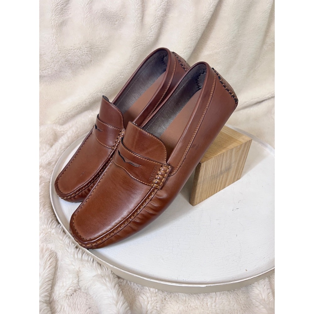 Tommy Hilfiger Amile Slip On Driver Loafers Brown Faux Leather Sz 12 Comfort